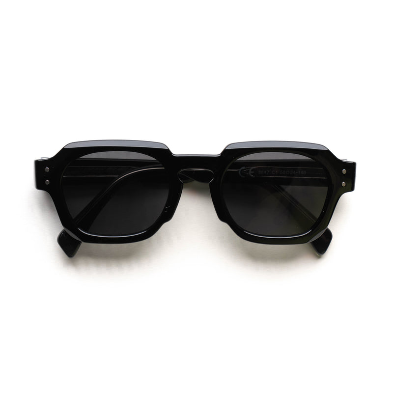 [ Bolt ] Unisex Geometric Sunglasses - Black