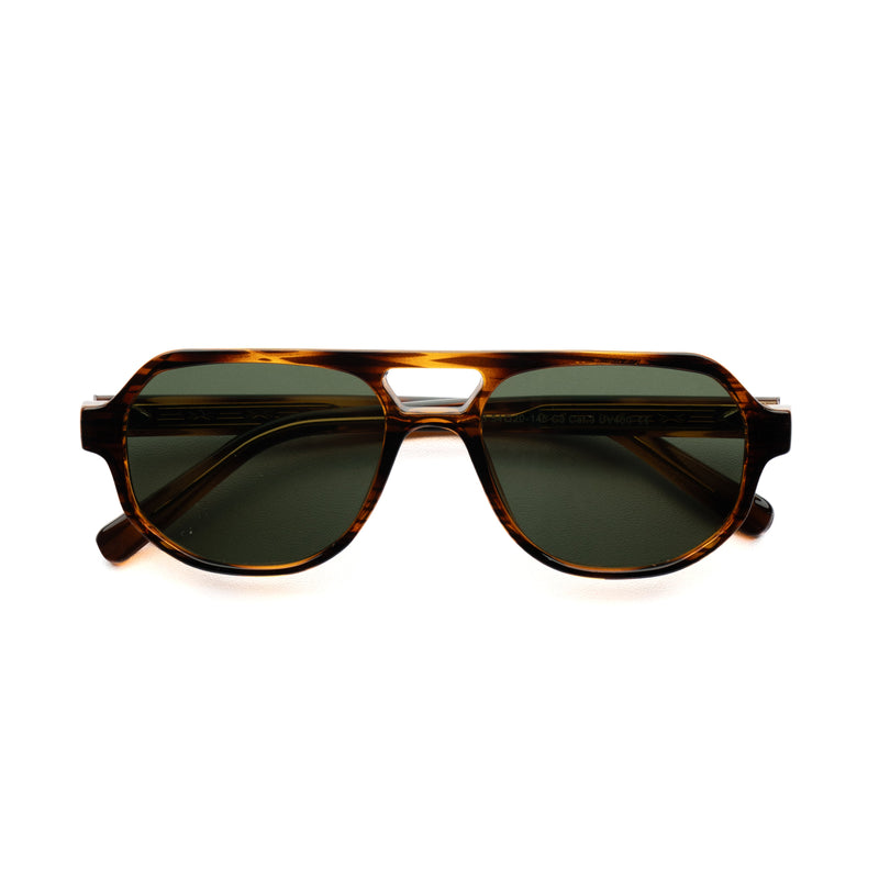 [ Hyperion ] Double-Bridge Aviator Sunglasses : Olive Green
