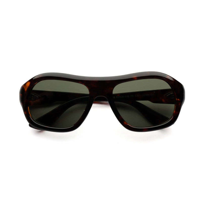 [ Ares ] Oversized High-Fashion Sunglasses : Leopard/Green