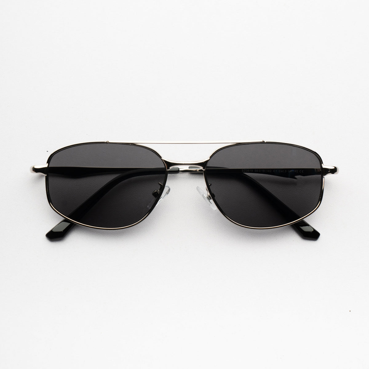 [ Orpheus ] Slim Metal Navigator Sunglasses : Black/Silver