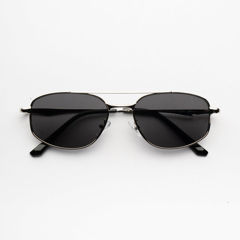 [ Orpheus ] Slim Metal Navigator Sunglasses : Black/Silver