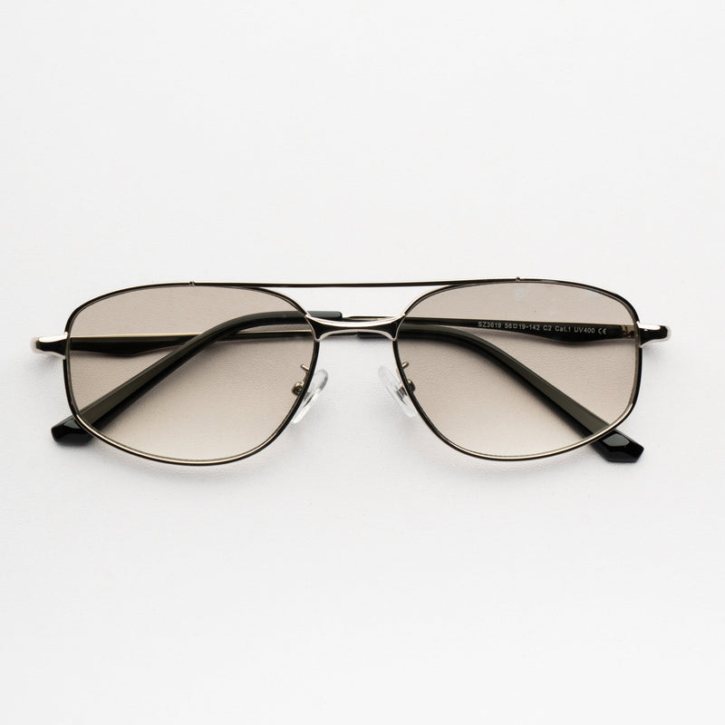 [ Orpheus ] Slim Metal Navigator Sunglasses : Clear/Silver
