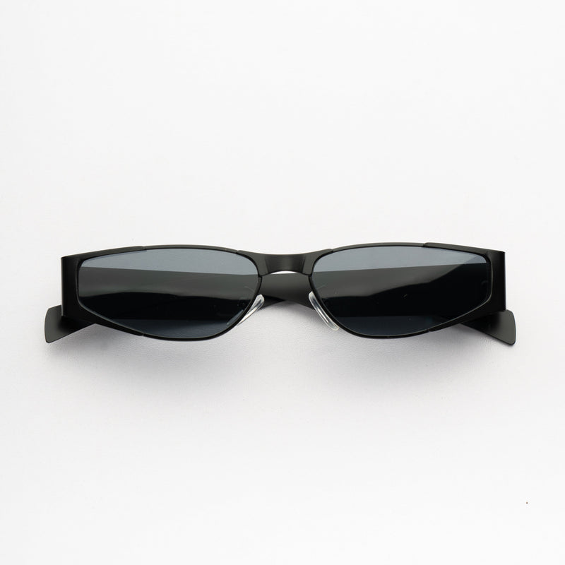 [ Perseus ] Futuristic Metal Sunglasses : Black/Black