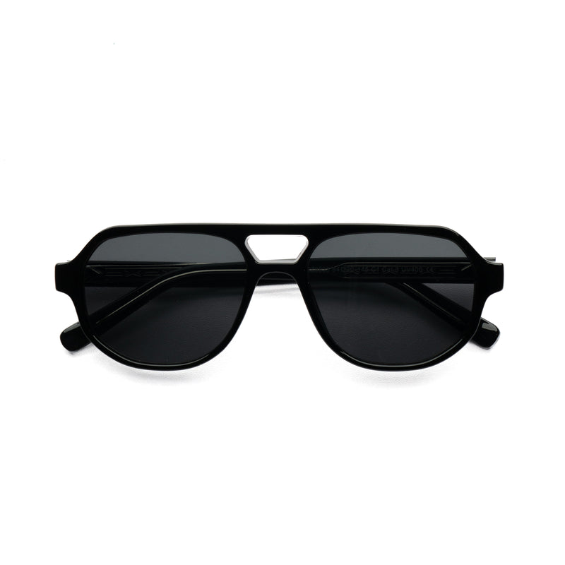 [ Hyperion ] Double-Bridge Aviator Sunglasses : Black