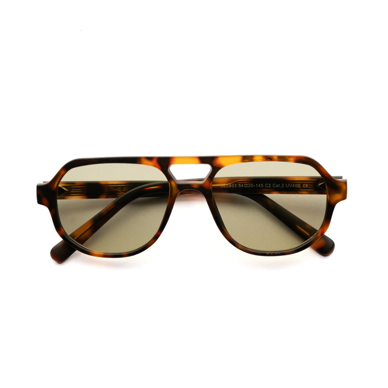 [ Hyperion ] Double-Bridge Aviator Sunglasses : Light Green
