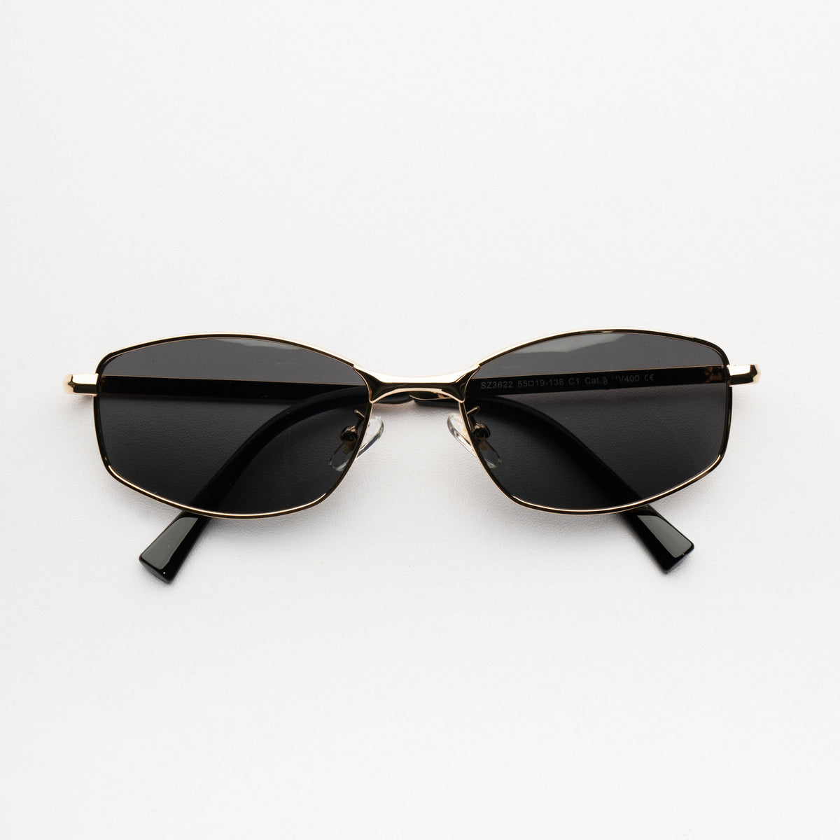 [ Iris ] Slim Geometric Metal Sunglasses : Black/Gold