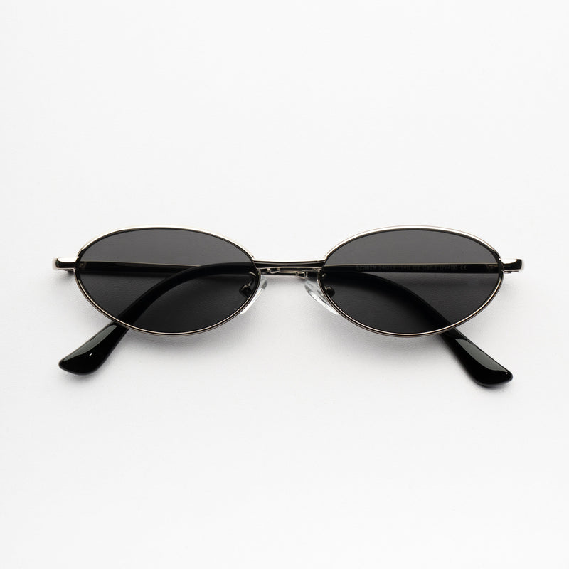 [ Echo ] Slim Oval Sunglasses : Black/Silver
