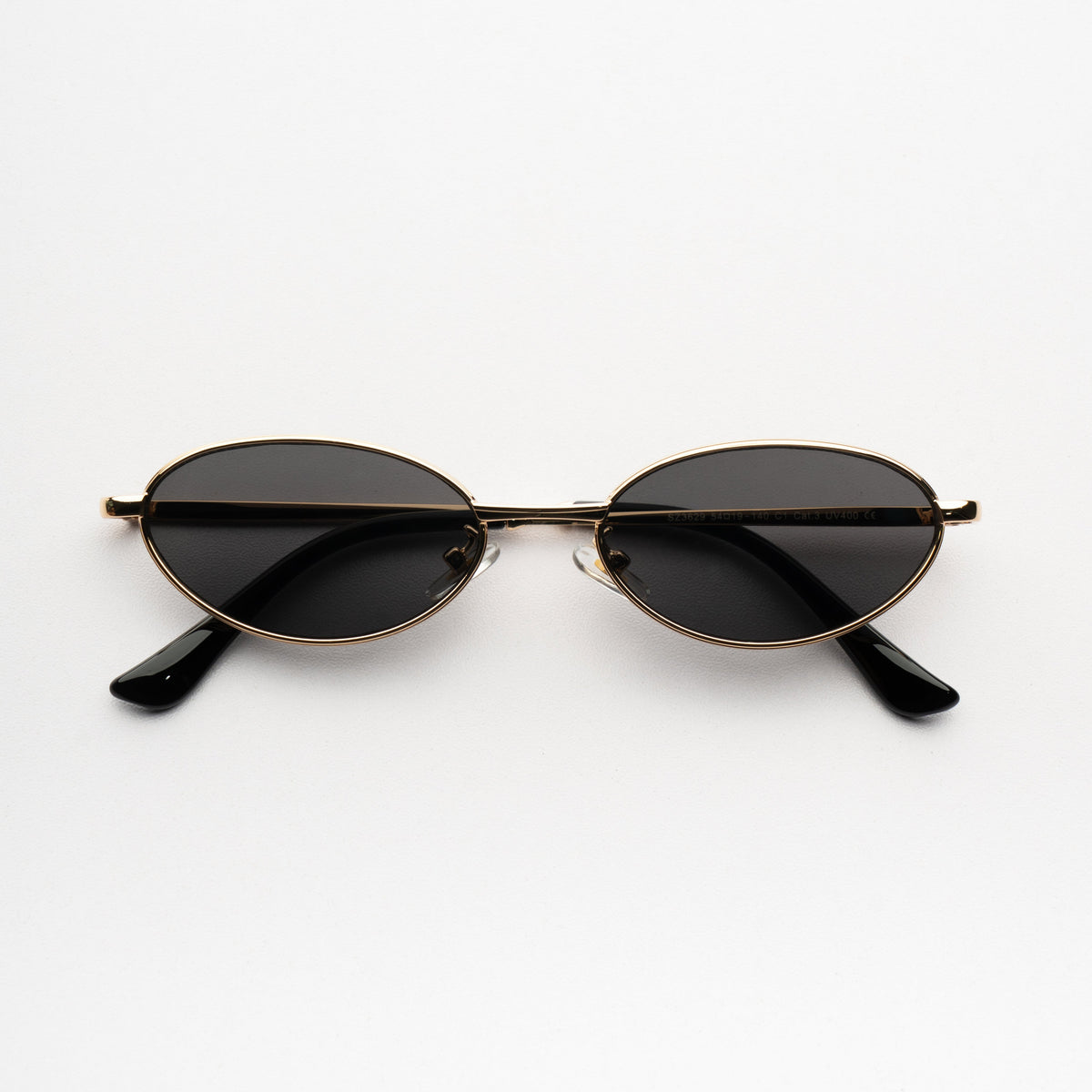 [ Echo ] Slim Oval Sunglasses : Black/Gold