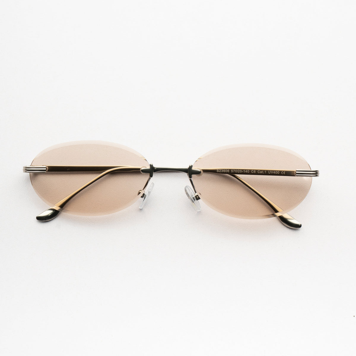 [ Aura ] Rimless Oval Sunglasses : Biege