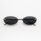 [ Aura ] Rimless Oval Sunglasses : Black/Silver