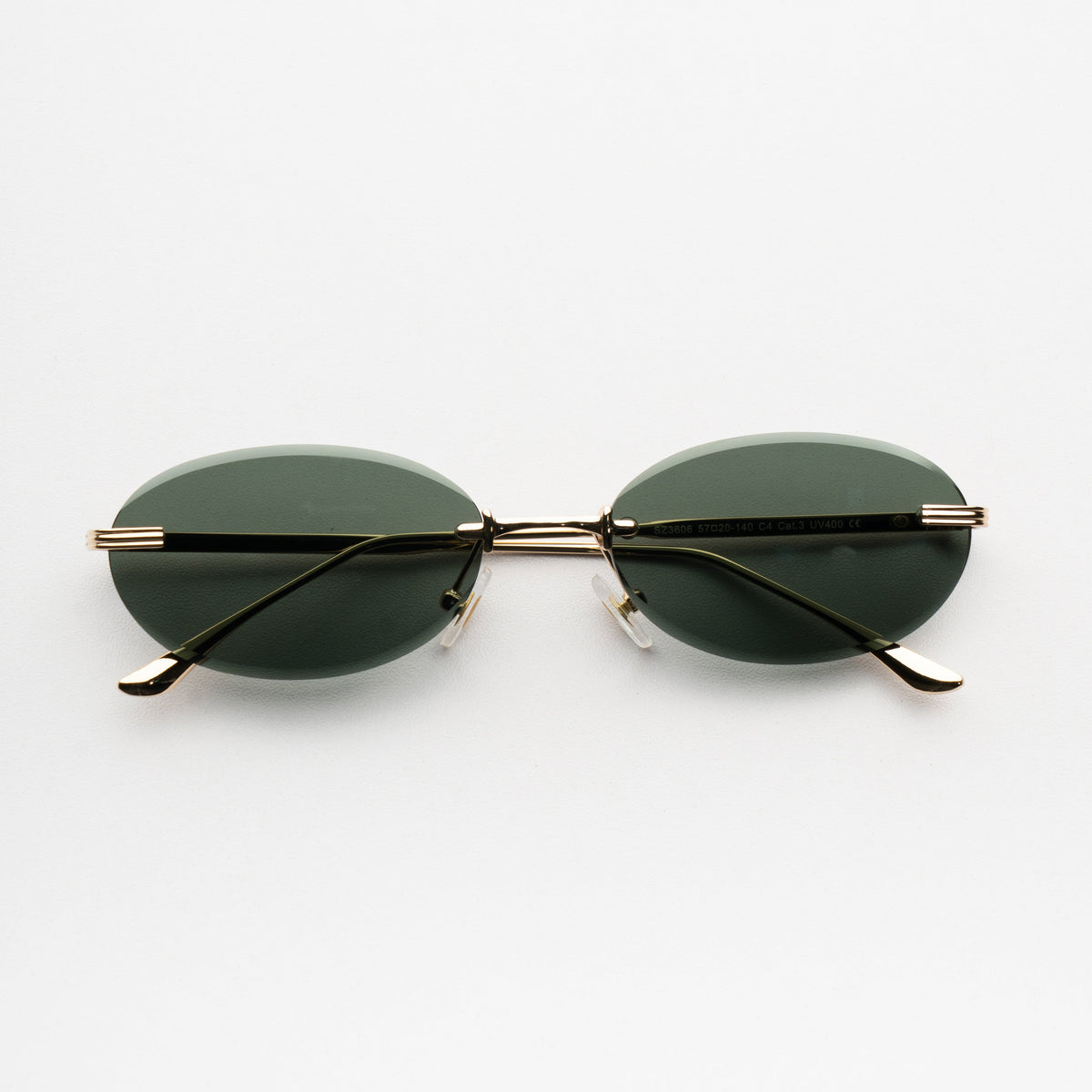 [ Aura ] Rimless Oval Sunglasses : Green