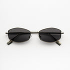 [ Daedalus ] Slim Faceted Metal Sunglasses : Black/Silver