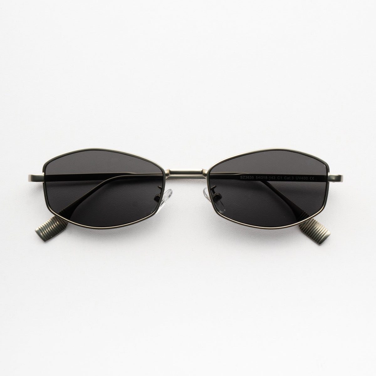 [ Daedalus ] Slim Faceted Metal Sunglasses : Black/Silver