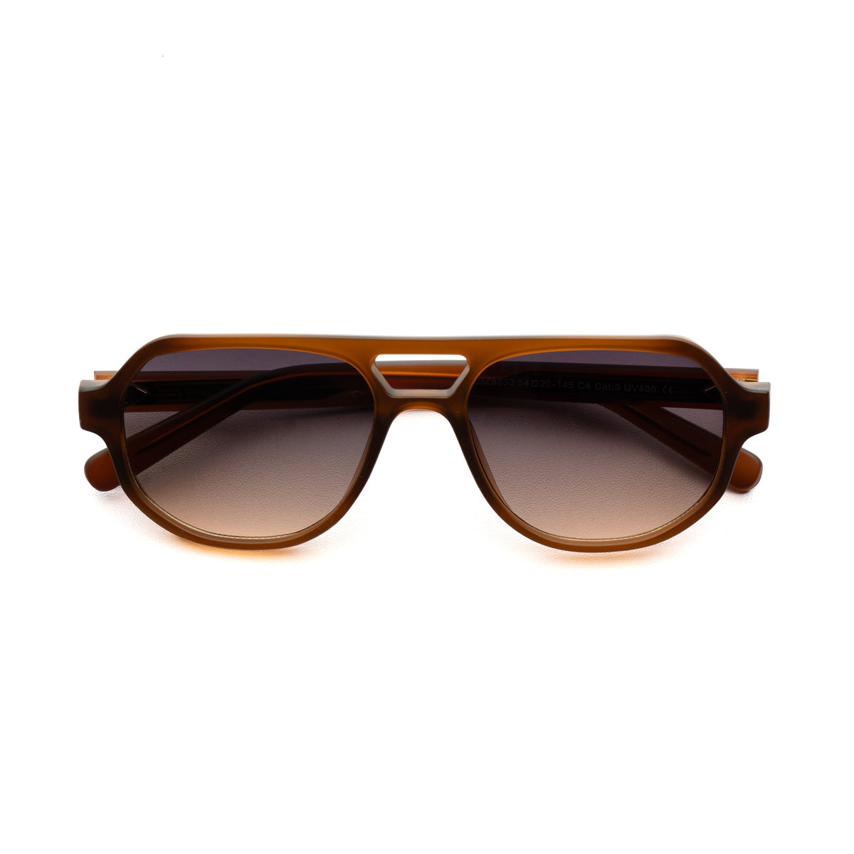 [ Hyperion ] Double-Bridge Aviator Sunglasses : Brown