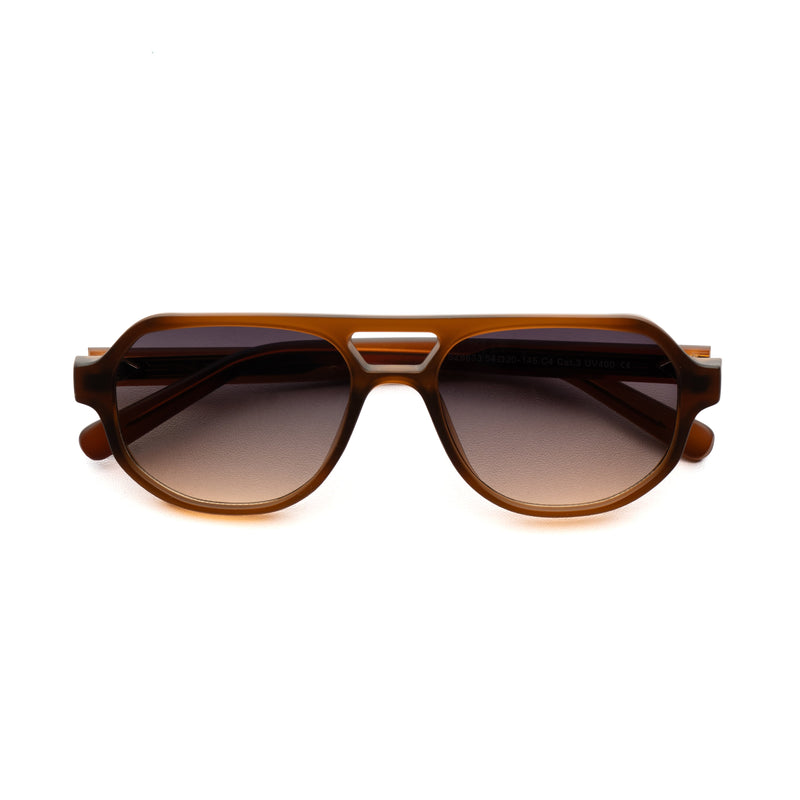 [ Hyperion ] Double-Bridge Aviator Sunglasses : Brown