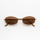 [ Daedalus ] Slim Faceted Metal Sunglasses : Brown