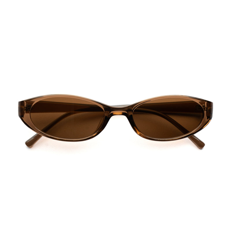 [ Nyx ] Slim 90s Oval Sunglasses : Brown