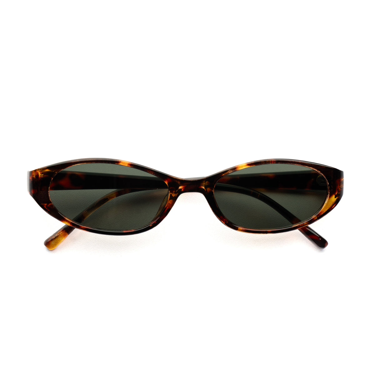 [ Nyx ] Slim 90s Oval Sunglasses : Leopard/Green