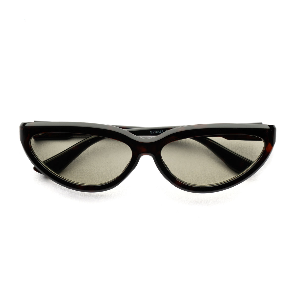 [ Helen ] Y2k Cateye Sunglasses : Green/Tortoise