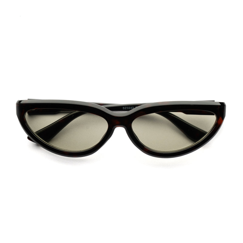 [ Helen ] Y2k Cateye Sunglasses : Green/Tortoise