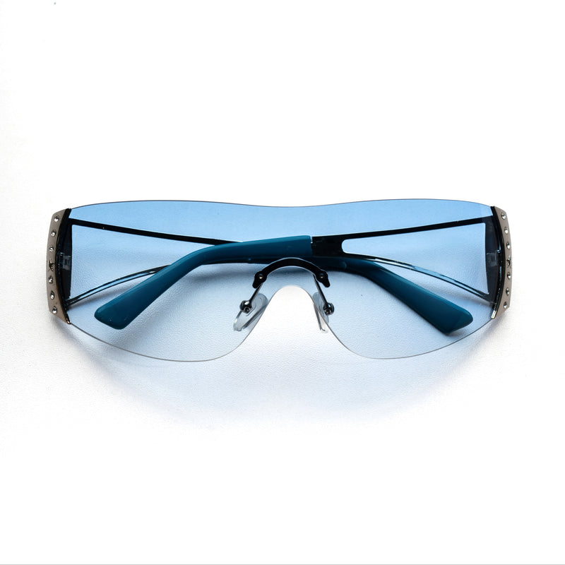 [ Tryst ] Wraparound Oversized Sunglasses : Blue