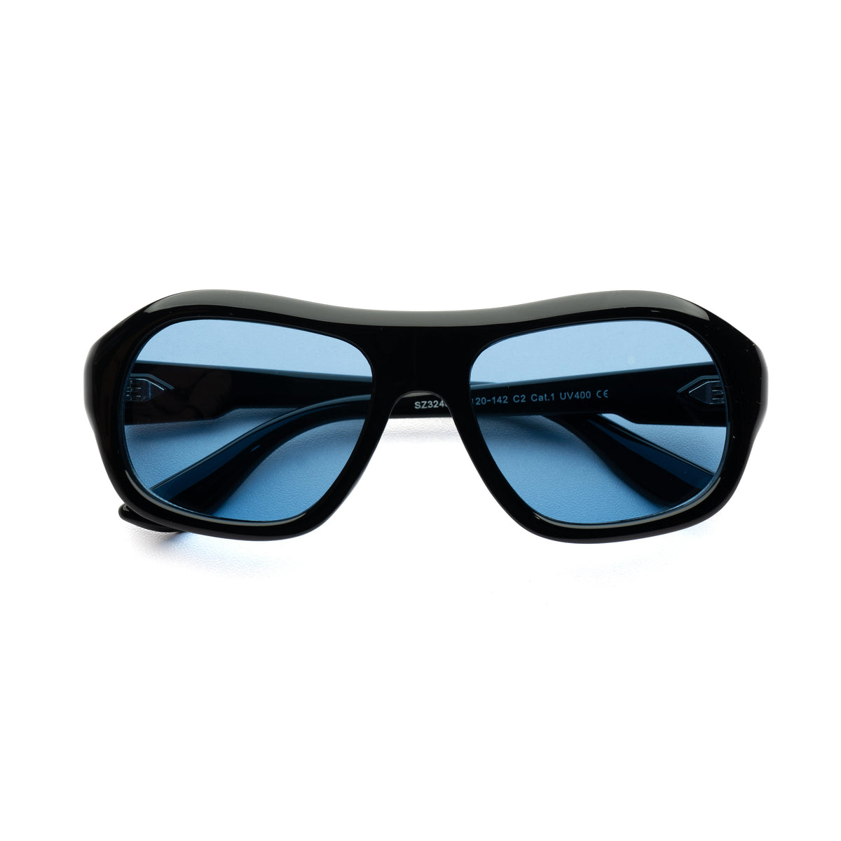 [ Ares ] Oversized High-Fashion Sunglasses : Black/Blue