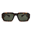 [ Brut ] Chunky Rectangular Sunglasses : Leopard Green - projectshades