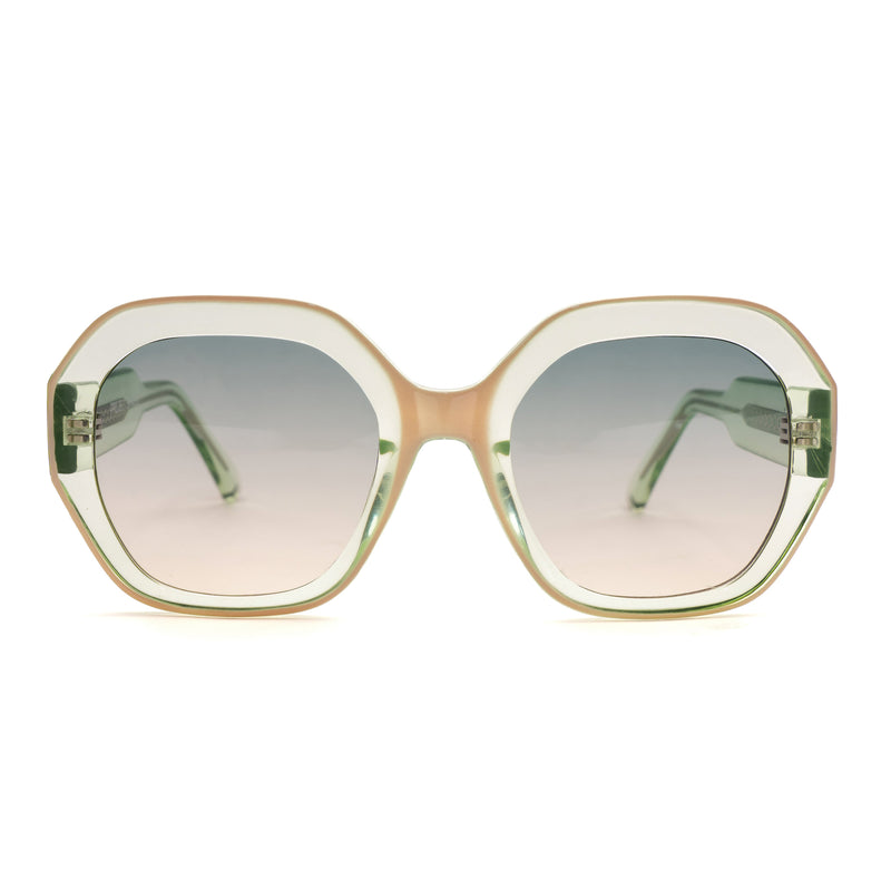 [ Blockout ] Oversized Oval Sunglasses : Green - projectshades