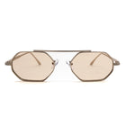 [ Hexwire ] Hexagonal Metal Sunglasses : Biege - projectshades