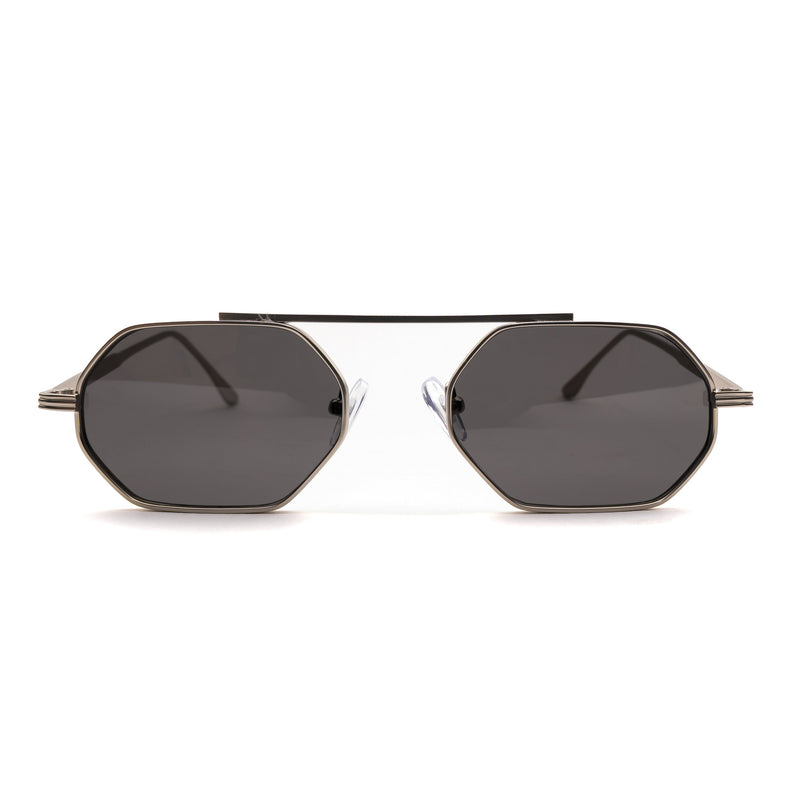 [ Hexwire ] Hexagonal Metal Sunglasses : Black Silver