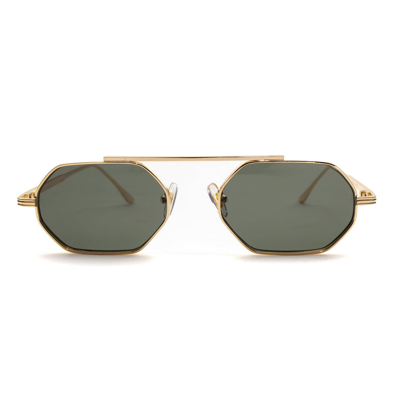 [ Hexwire ] Hexagonal Metal Sunglasses : Green - projectshades