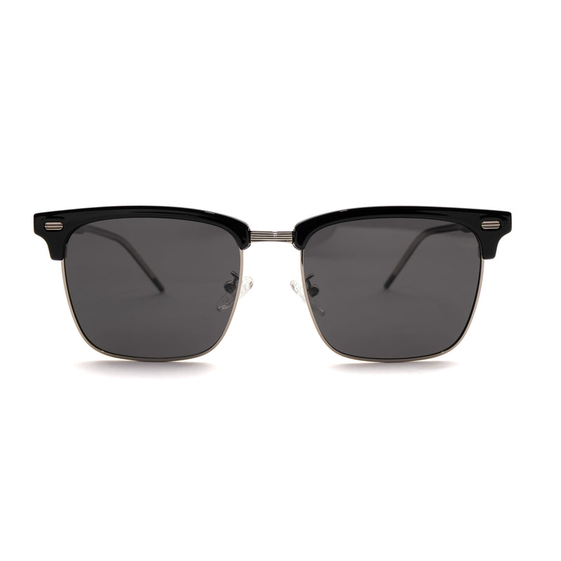 [ Offset ] Clubmaster Squared Sunglasses : Black Silver - projectshades