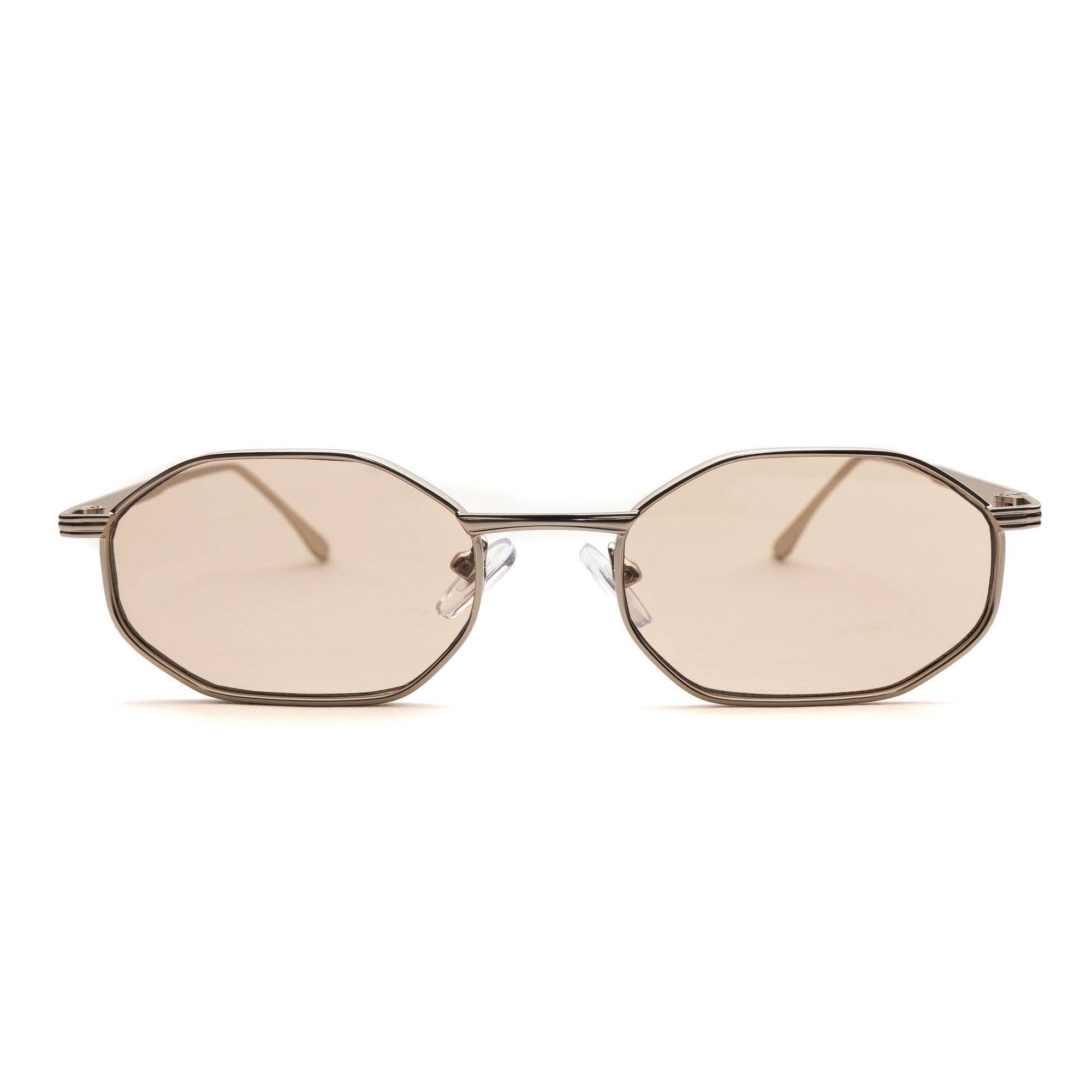 [ Tideline ] Angular Metal Sunglasses : Biege Silver - projectshades