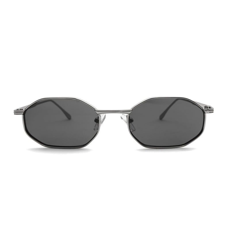 [ Tideline ] Angular Metal Sunglasses : Black Silver - projectshades