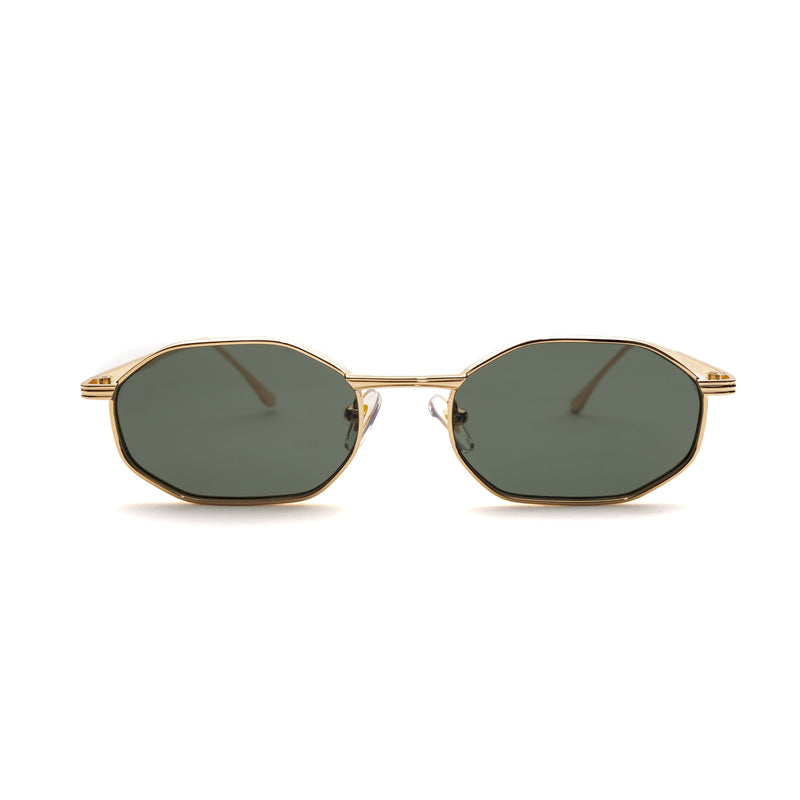 [ Tideline ] Angular Metal Sunglasses : Green Gold - projectshades