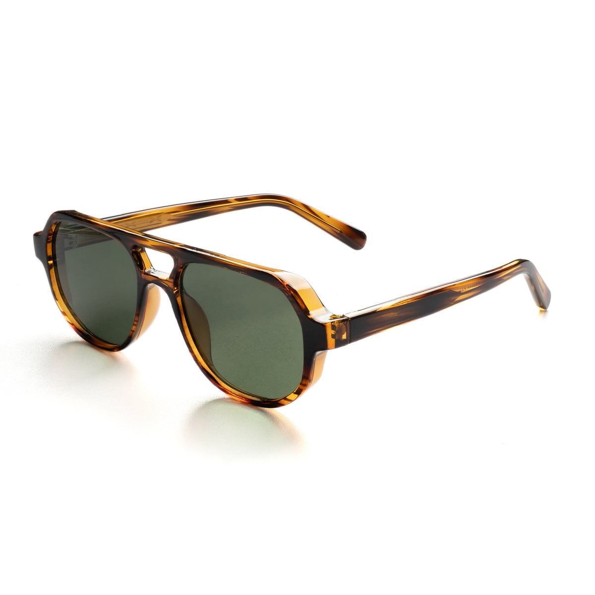 [ Hyperion ] Double-Bridge Aviator Sunglasses : Olive Green