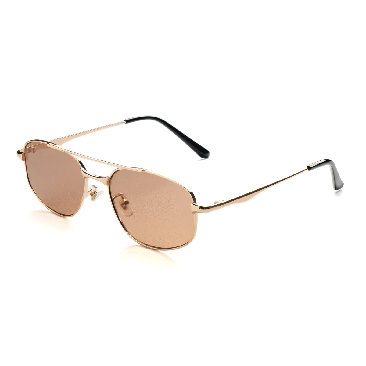 [ Orpheus ] Slim Metal Navigator Sunglasses : Brown/Gold
