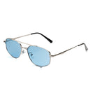 [ Orpheus ] Slim Metal Navigator Sunglasses : Blue/Silver