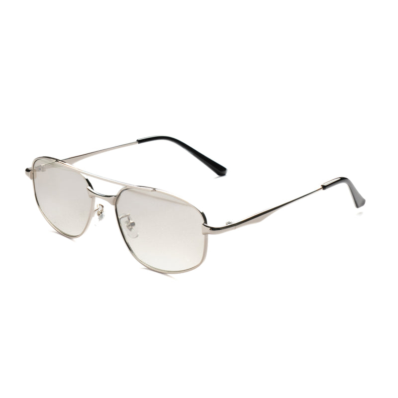 [ Orpheus ] Slim Metal Navigator Sunglasses : Clear/Silver