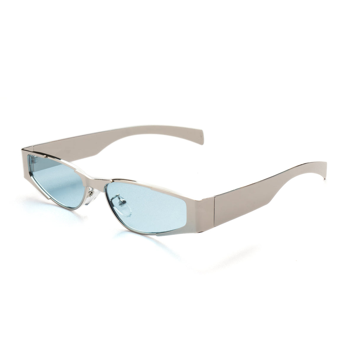 [ Perseus ] Futuristic Metal Sunglasses : Blue/Silver
