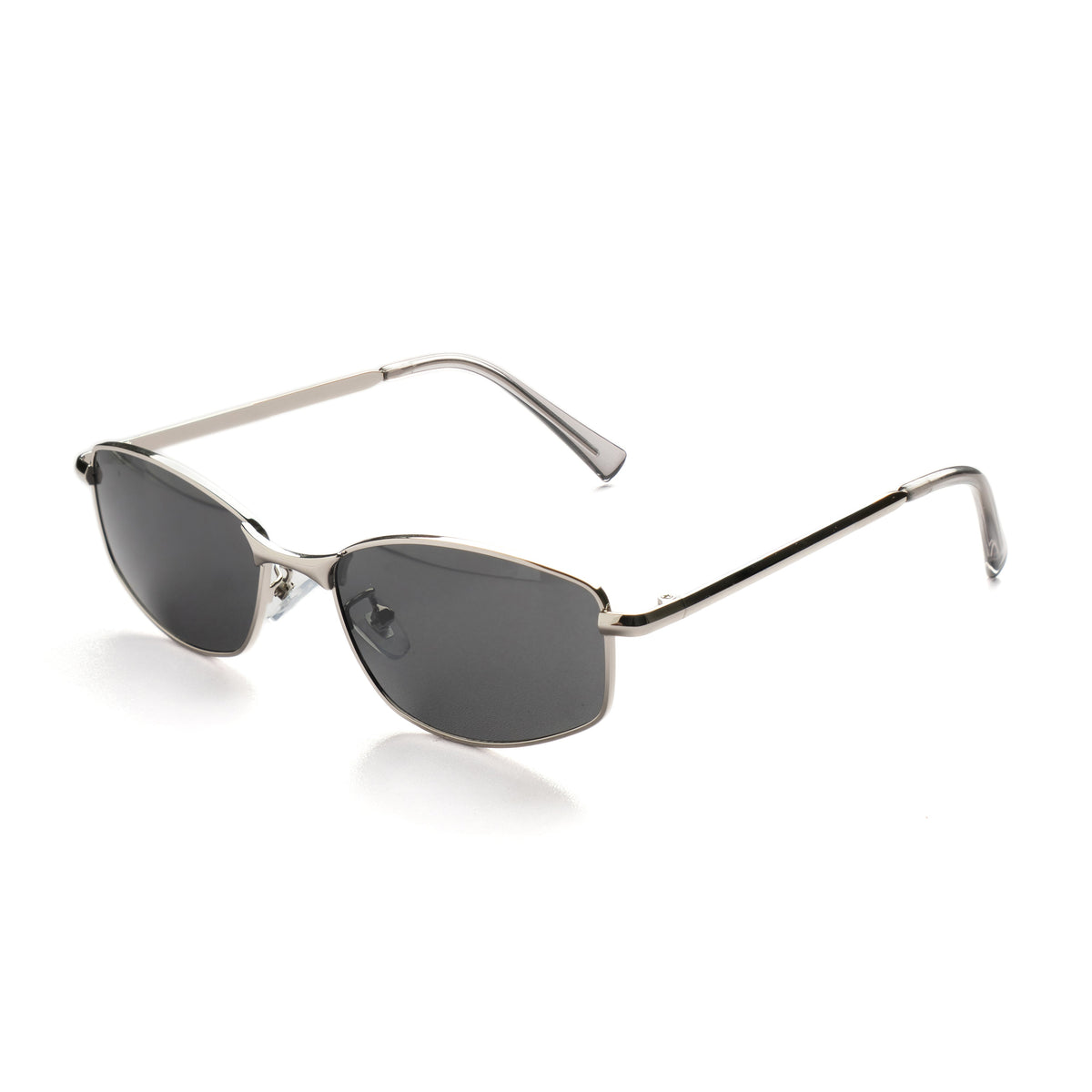 [ Iris ] Slim Geometric Metal Sunglasses : Black/Silver
