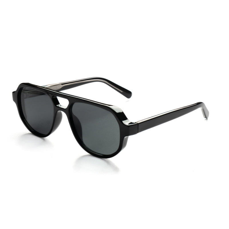 [ Hyperion ] Double-Bridge Aviator Sunglasses : Black
