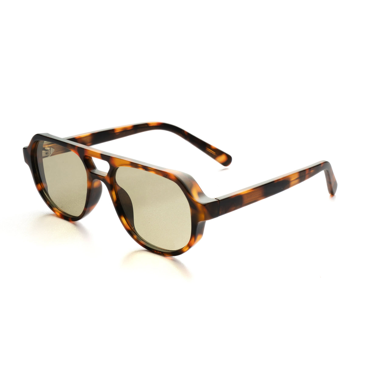 [ Hyperion ] Double-Bridge Aviator Sunglasses : Light Green