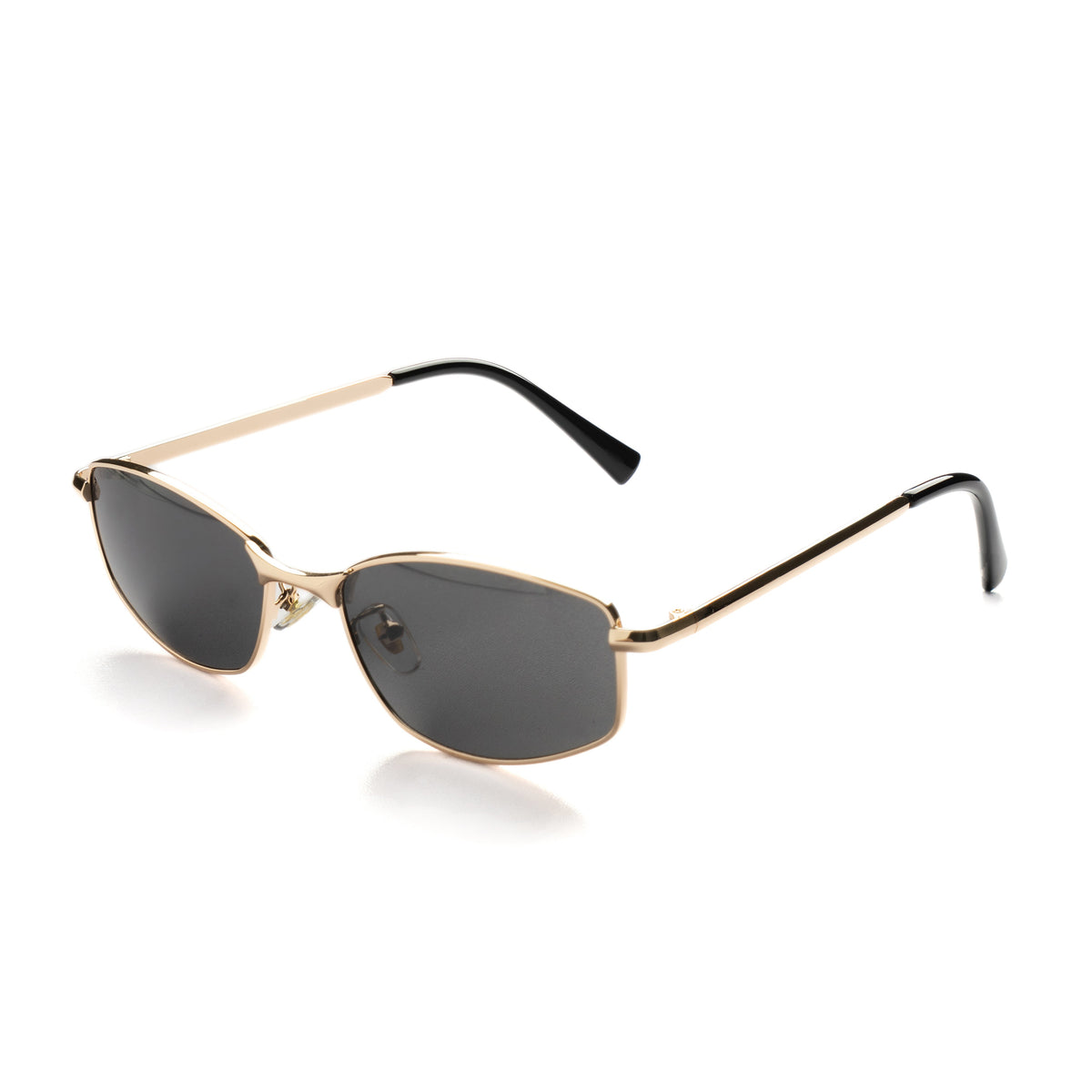 [ Iris ] Slim Geometric Metal Sunglasses : Black/Gold