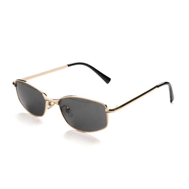 [ Iris ] Slim Geometric Metal Sunglasses : Black/Gold