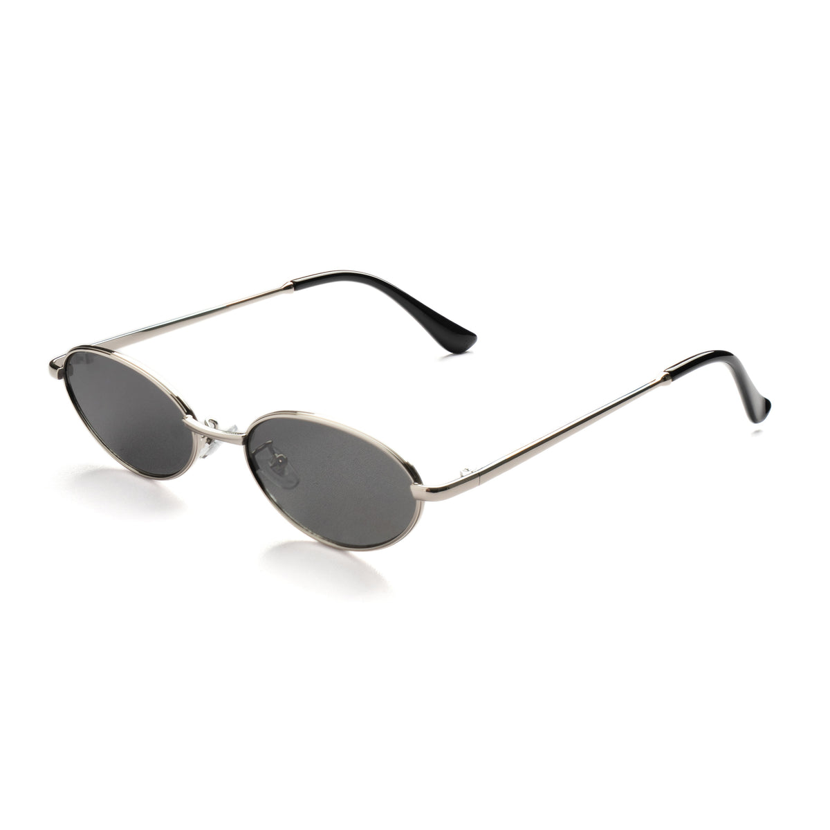 [ Echo ] Slim Oval Sunglasses : Black/Silver