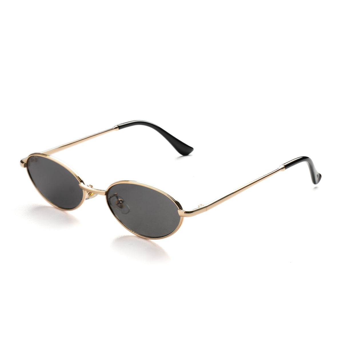 [ Echo ] Slim Oval Sunglasses : Black/Gold
