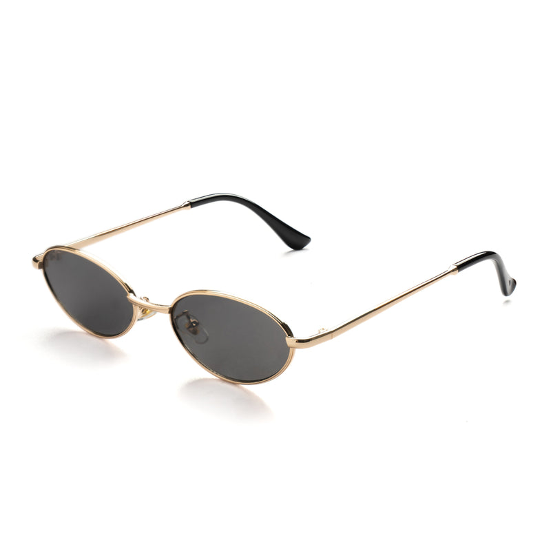 [ Echo ] Slim Oval Sunglasses : Black/Gold