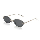 [ Aura ] Rimless Oval Sunglasses : Black/Silver