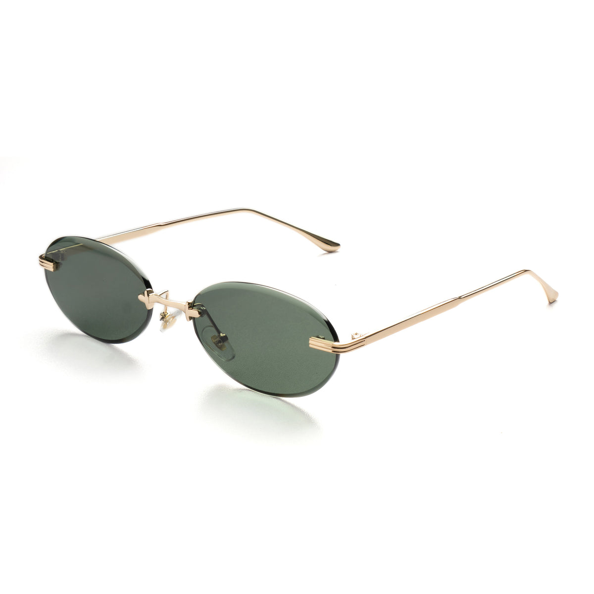[ Aura ] Rimless Oval Sunglasses : Green